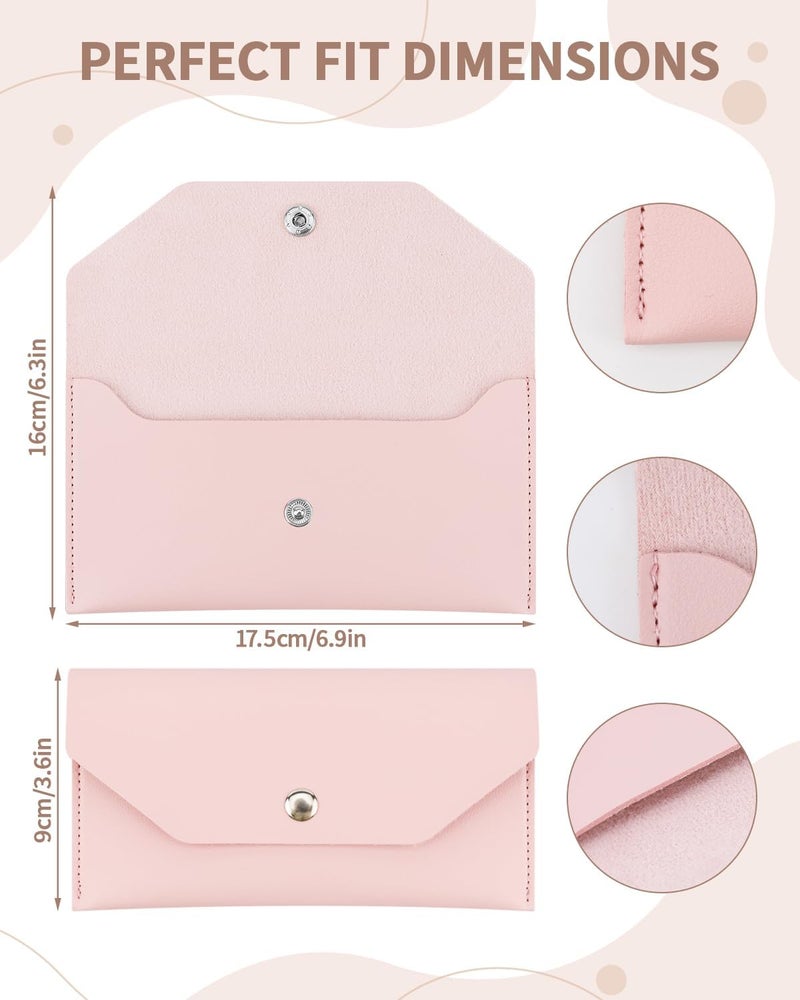 Abvsdu Cash Envelope Wallet, Reusable Envelope Wallet, Men's and Women's Genuine Leather Cash Wallet, Money Envelopes for Cash for Bill Planner（Pink） - Image 2